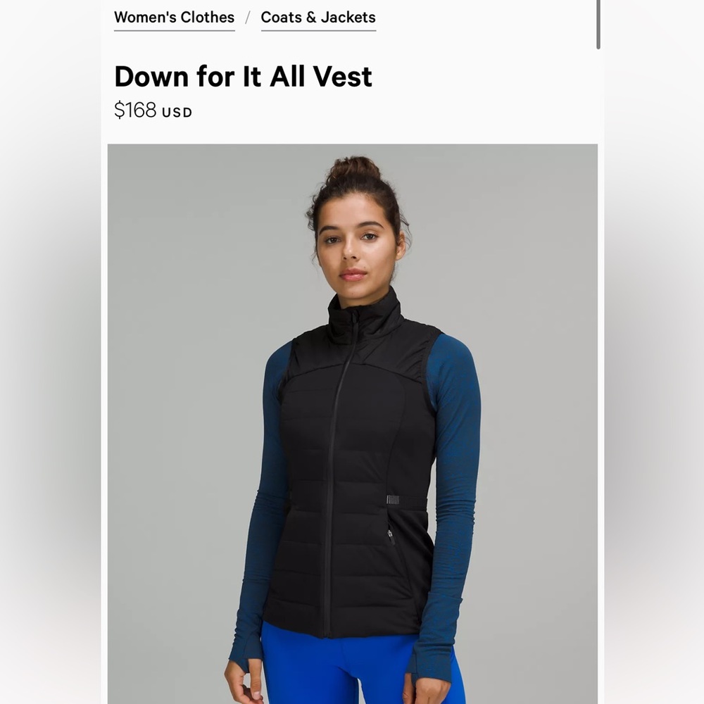 Down for it All Lululemon Vest size 2